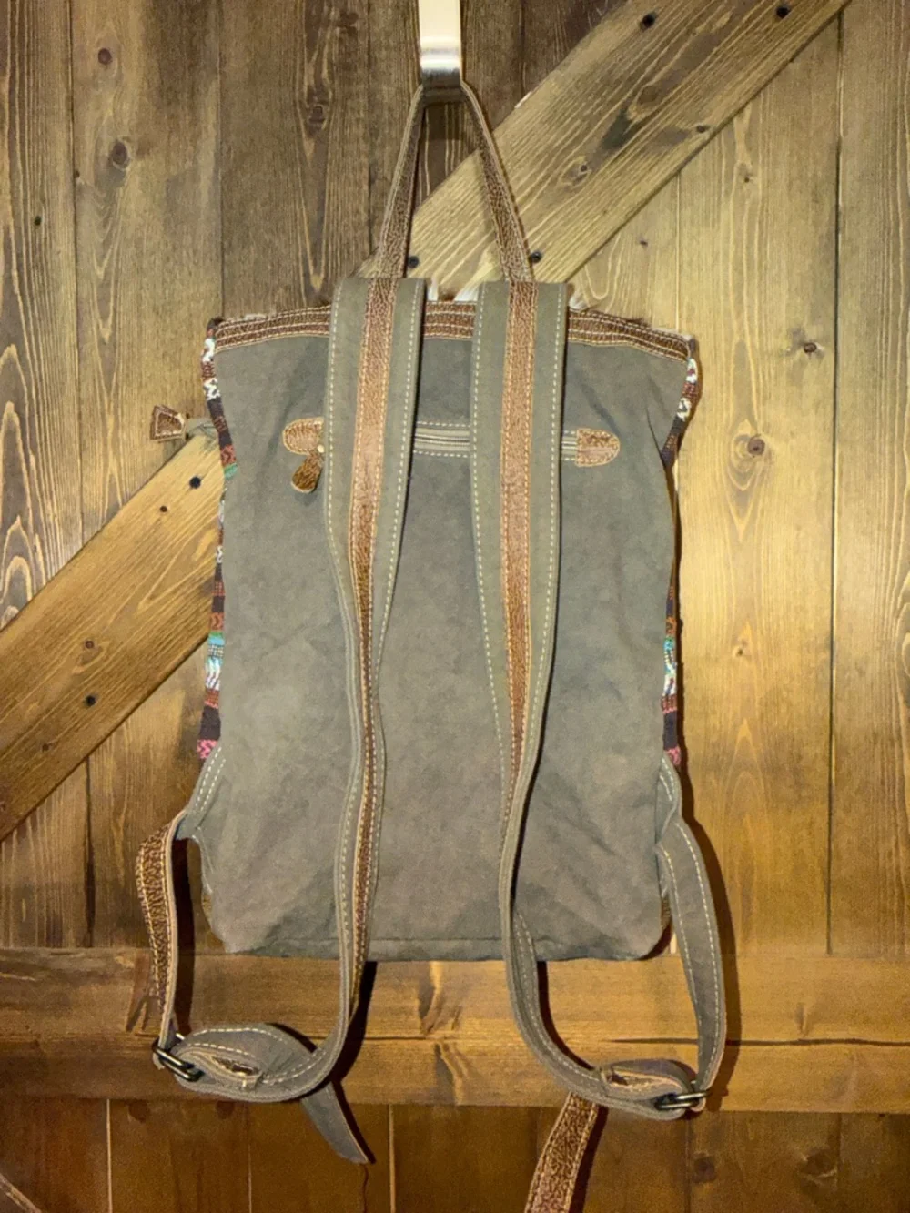 Myra Southwestern Cowhide & Woven Backpack - Brown Multi